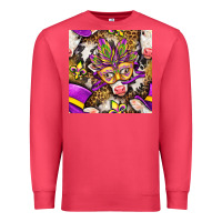 Cardinal Mardi Gras cow with carnival mask seamless pattern Premium Sweatshirt - BundleAndBundleShop