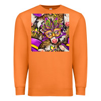 Carrot Mardi Gras cow with carnival mask seamless pattern Premium Sweatshirt - BundleAndBundleShop