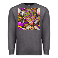Charcoal Heather Mardi Gras cow with carnival mask seamless pattern Premium Sweatshirt - BundleAndBundleShop