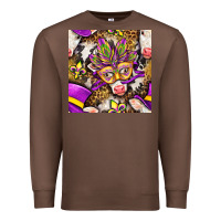 Chestnut Mardi Gras cow with carnival mask seamless pattern Premium Sweatshirt - BundleAndBundleShop