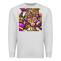 Dove Grey Mardi Gras cow with carnival mask seamless pattern Premium Sweatshirt - BundleAndBundleShop