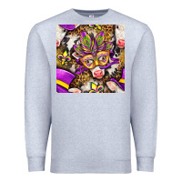 Heather Grey Mardi Gras cow with carnival mask seamless pattern Premium Sweatshirt - BundleAndBundleShop