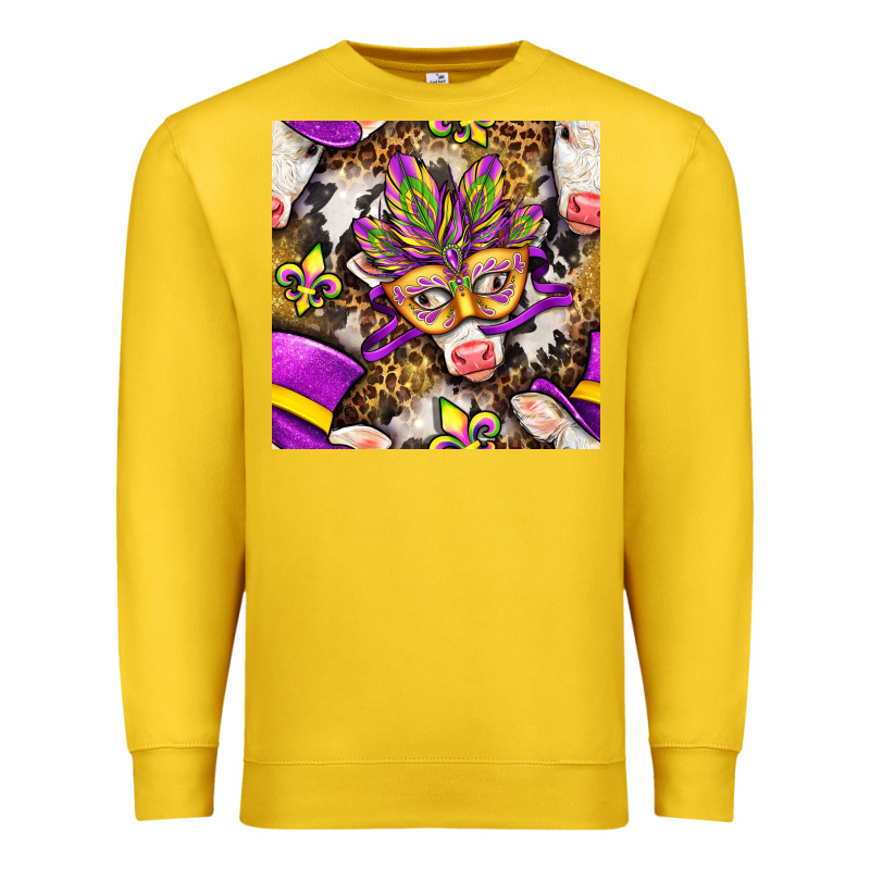 Mardi Gras Cow With Carnival Mask Seamless Pattern Premium Sweatshirt by BundleAndBundleShop | Teevron