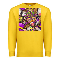 Lemon Mardi Gras cow with carnival mask seamless pattern Premium Sweatshirt - BundleAndBundleShop
