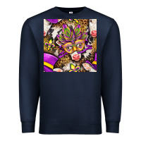 Navy Mardi Gras cow with carnival mask seamless pattern Premium Sweatshirt - BundleAndBundleShop