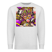 Oatmeal Heather Mardi Gras cow with carnival mask seamless pattern Premium Sweatshirt - BundleAndBundleShop
