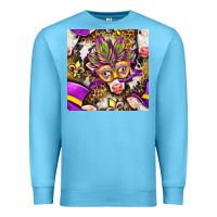 Ocean Blue Mardi Gras cow with carnival mask seamless pattern Premium Sweatshirt - BundleAndBundleShop