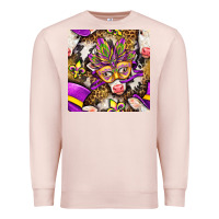 Pale Pink Mardi Gras cow with carnival mask seamless pattern Premium Sweatshirt - BundleAndBundleShop