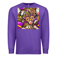 Purple Mardi Gras cow with carnival mask seamless pattern Premium Sweatshirt - BundleAndBundleShop