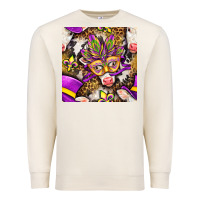 Sandshell Mardi Gras cow with carnival mask seamless pattern Premium Sweatshirt - BundleAndBundleShop