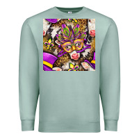 Seafoam Mardi Gras cow with carnival mask seamless pattern Premium Sweatshirt - BundleAndBundleShop