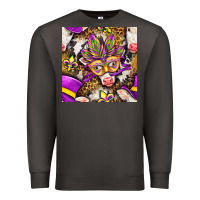 Smoke Mardi Gras cow with carnival mask seamless pattern Premium Sweatshirt - BundleAndBundleShop