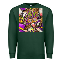 Sports Green Mardi Gras cow with carnival mask seamless pattern Premium Sweatshirt - BundleAndBundleShop