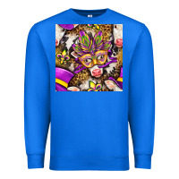 True Royal Mardi Gras cow with carnival mask seamless pattern Premium Sweatshirt - BundleAndBundleShop