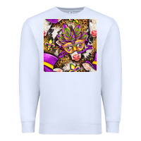 White Mardi Gras cow with carnival mask seamless pattern Premium Sweatshirt - BundleAndBundleShop