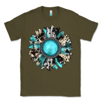Army Green western sunflower gemstone Classic Tee - JahusDesignShop