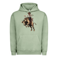 Pigment Oil Green Cowboy bull rodeo Urban Hoodie - HowdyJamesFarm