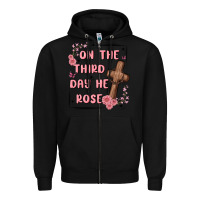 Black on the third day  he rose Zipper Hoodie - MaliasSmallBusiness
