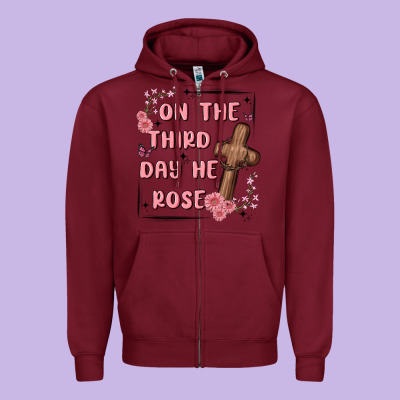 On The Third Day  He Rose Zipper Hoodie Designed By Maliassmallbusiness