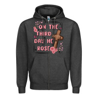 Charcoal Heather on the third day  he rose Zipper Hoodie - MaliasSmallBusiness