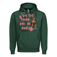 Sports Green on the third day  he rose Zipper Hoodie - MaliasSmallBusiness