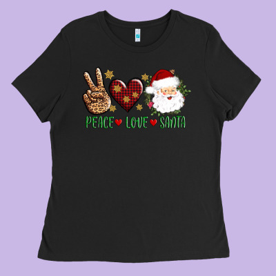 Peace Love Santa Ladies Tee Designed By Adodesignshop