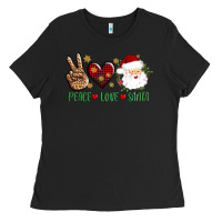 Black peace love Santa Ladies Tee - AdoDesignShop