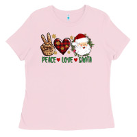 Bubblegum Pink peace love Santa Ladies Tee - AdoDesignShop