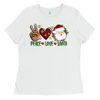 White peace love Santa Ladies Tee - AdoDesignShop
