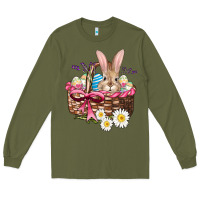 Army Green easter bunny and basket Long Sleeve Tee - AdoDesignShop