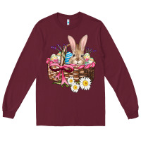 Burgundy easter bunny and basket Long Sleeve Tee - AdoDesignShop