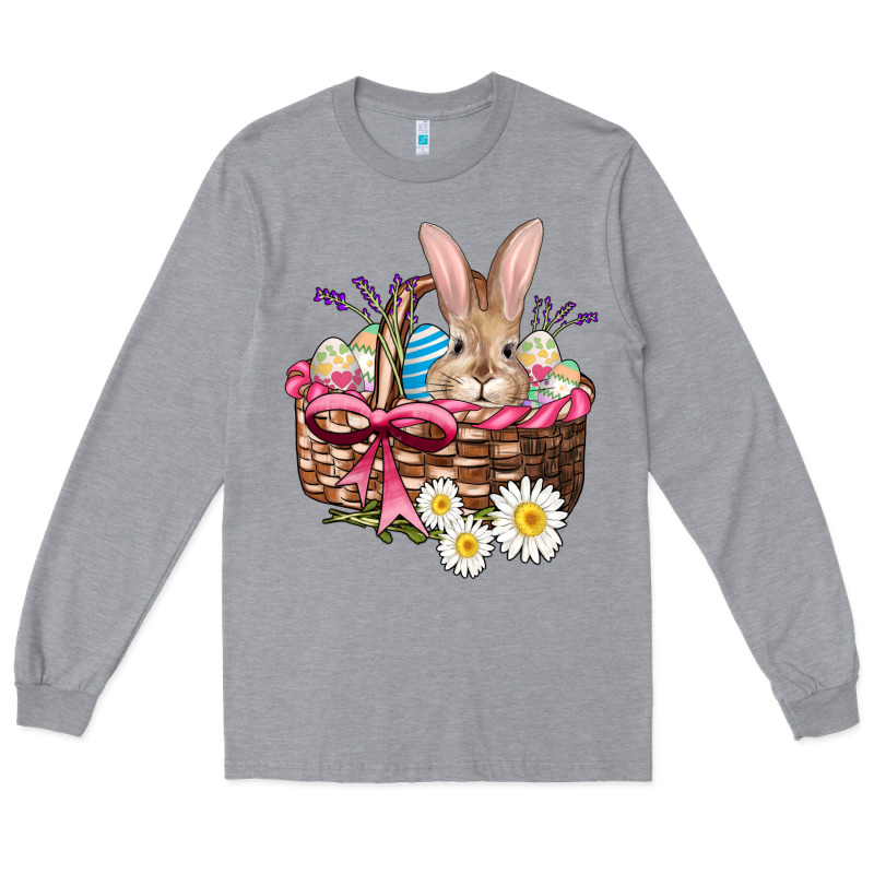 Easter Bunny And Basket Long Sleeve Tee by AdoDesignShop | Teevron