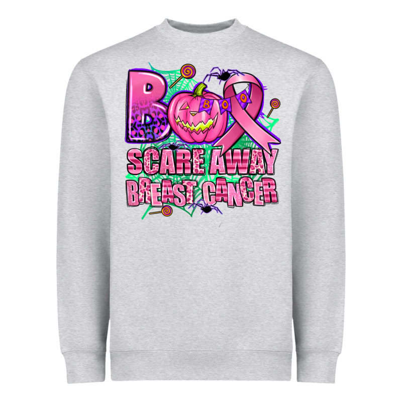 Halloween Boo With Cancer Ribbon Breast Cancer Sca Heavyweight Sweatshirt by AdoDesignShop | Teevron