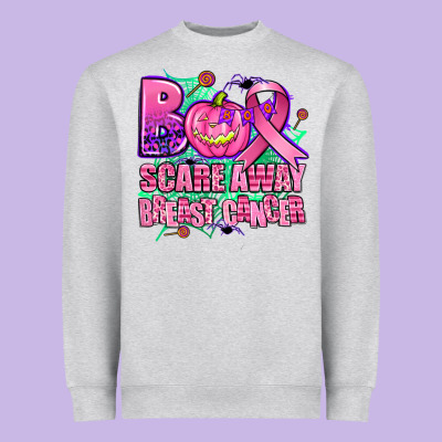 Halloween Boo With Cancer Ribbon Breast Cancer Sca Heavyweight Sweatshirt Designed By Adodesignshop