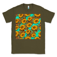 Army Green sunflowers and leopard western seamless pattern Classic Tee - BundleAndBundleShop