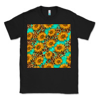 Black sunflowers and leopard western seamless pattern Classic Tee - BundleAndBundleShop