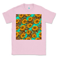 Bubblegum Pink sunflowers and leopard western seamless pattern Classic Tee - BundleAndBundleShop