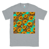 Heather Grey sunflowers and leopard western seamless pattern Classic Tee - BundleAndBundleShop