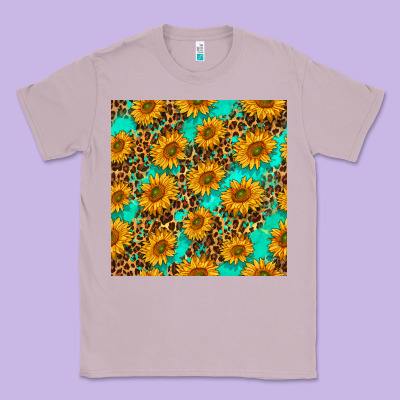 Sunflowers And Leopard Western Seamless Pattern Classic Tee Designed By Bundleandbundleshop