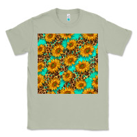 Matcha sunflowers and leopard western seamless pattern Classic Tee - BundleAndBundleShop