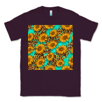 Plum sunflowers and leopard western seamless pattern Classic Tee - BundleAndBundleShop