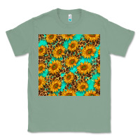 Sage sunflowers and leopard western seamless pattern Classic Tee - BundleAndBundleShop
