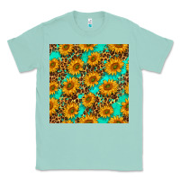 Seafoam sunflowers and leopard western seamless pattern Classic Tee - BundleAndBundleShop