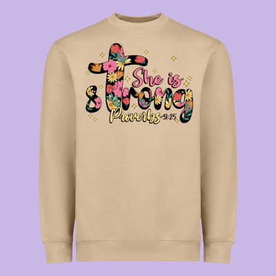 She Is Strong Proverbs 31 25 Heavyweight Sweatshirt Designed By Jahusdesignshop