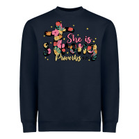 Navy she is strong proverbs 31 25 Heavyweight Sweatshirt - JahusDesignShop