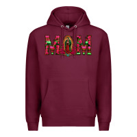 Burgundy Mom with Floral Aztec and Leopard Background Premium Hoodie - Bettercallsaul