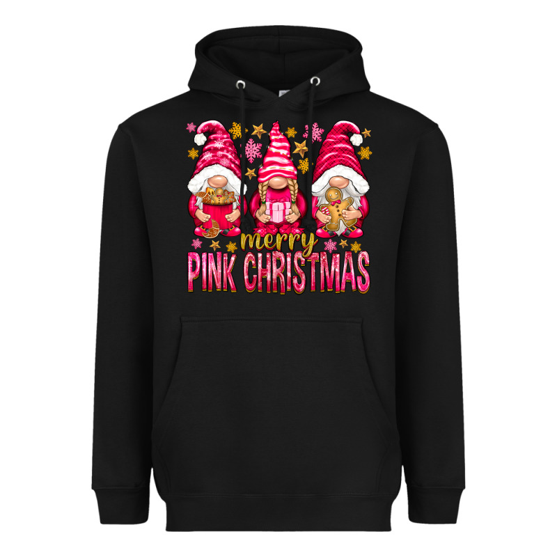 Merry Pink Christmas Gnomes Heavyweight Hoodie by NancyCooperArtShop | Teevron