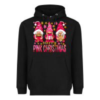 Black Merry pink Christmas gnomes Heavyweight Hoodie - NancyCooperArtShop