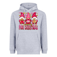 Heather Grey Merry pink Christmas gnomes Heavyweight Hoodie - NancyCooperArtShop
