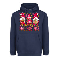 Navy Merry pink Christmas gnomes Heavyweight Hoodie - NancyCooperArtShop